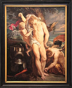 San Sebastian rescued by angels, oil on canvas made after 1604, attributed to Peter Paul Rubens
