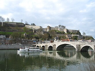 Namur, the Meuse,the Jambes' bridge and the Vauban citadel.