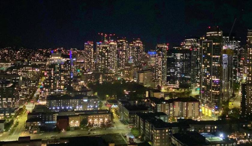 A photo from my view of Denver at night from the Thompson Hotel taken spring 2025