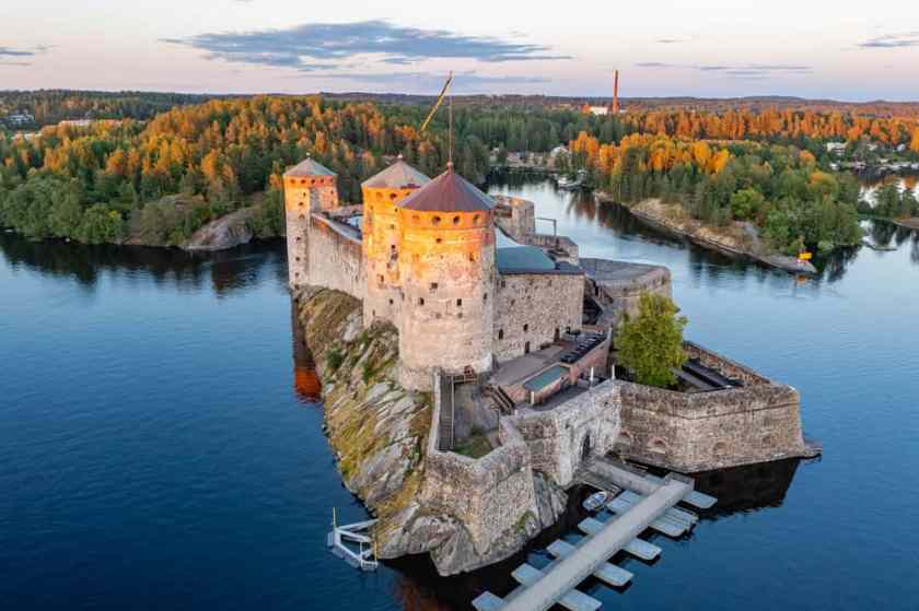 Olavinlinna medieval castle in Lake Saimaa