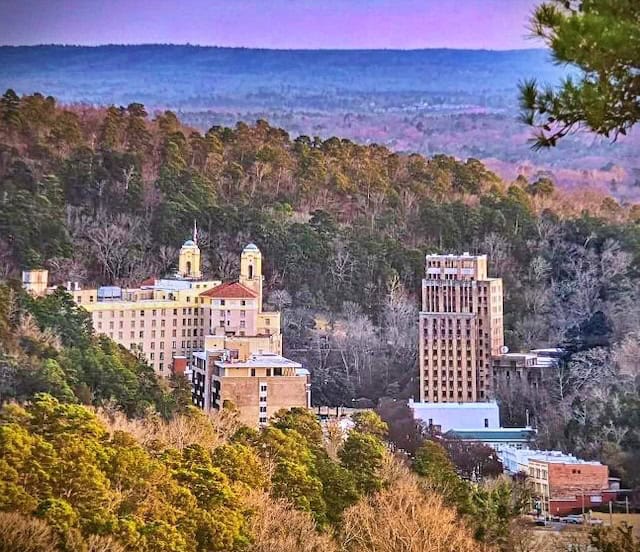 Hot Springs, Arkansas — the historic Bathhouse Row and Arlington Hotel