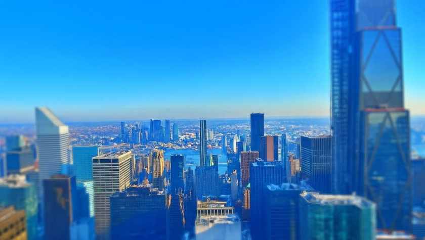 My photo of NYC skyline taken from 230 Fifth Rooftop Bar in spring 2025