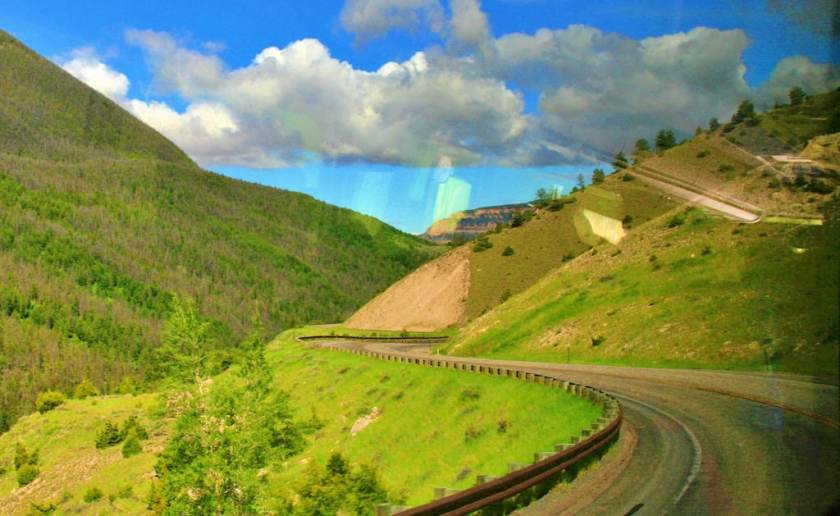 My photo of the winding Bighorn Scenic Byway