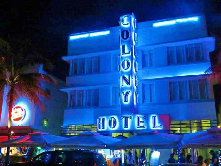 Ocean Drive in Miami Beach at night