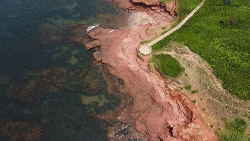 Prince Edward Island Road near a landslide