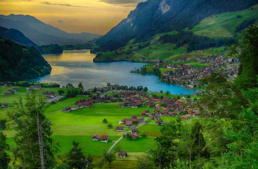 Pretty town of Wengen Switzerland